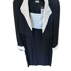 Vintage J.S.J Tuxedo Blazer Dress Set- Size 8